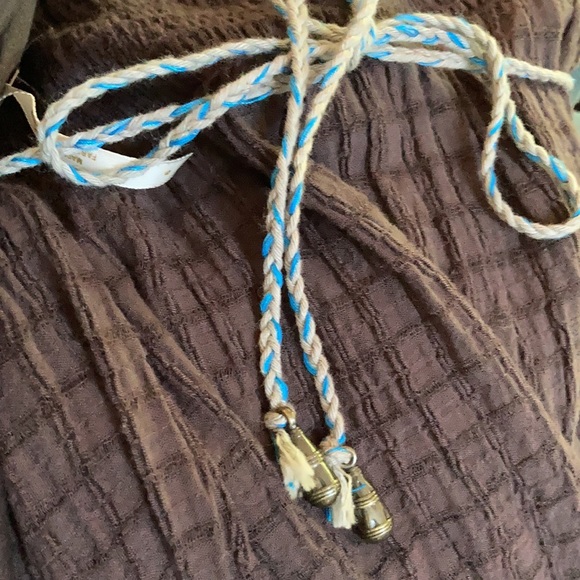 Free people brown summer dress with full separate lining & Narrow Braided belt. - Picture 14 of 15